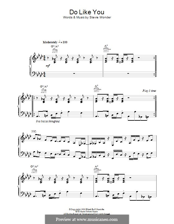 Do Like You: For voice and piano (or guitar) by Stevie Wonder