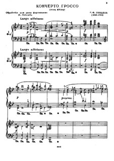 Concerto Grosso No.6, Movements I, IV (Arrangement for Two Pianos), HWV 324