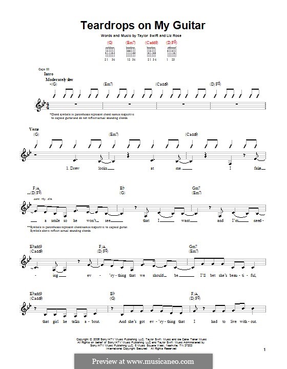 taylor swift chords teardrops on my guitar teardrops on my guitar by l rose t swift sheet music taylor swift chords teardrops on my guitar teardrops on my guitar by l rose t swift sheet music