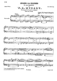 Adagio and Allegro in F Minor (Arrangement for Piano Four Hands, Second Part), K.594