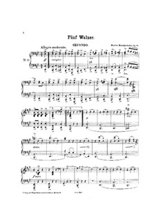 Five Waltzes, Op.8: For piano four hands by Moritz Moszkowski
