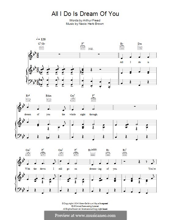 All I Do Is Dream of You by N.H. Brown - sheet music on MusicaNeo