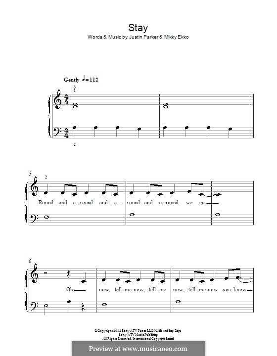 Piano stay rihanna piano chords : Stay (Rihanna) by J. Parker, E. Loelv, M. Ekko - sheet music on ...