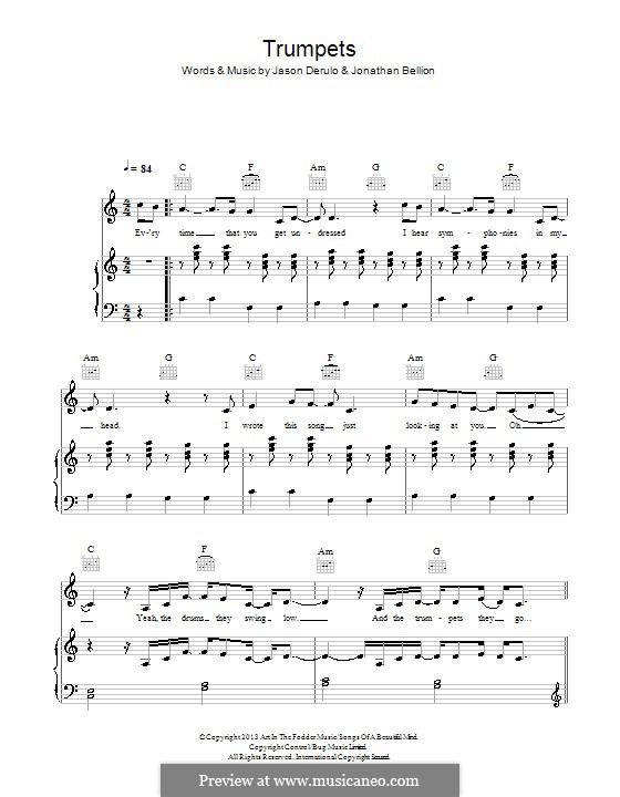 Trumpets by J. Derülo, J. Bellion sheet music on MusicaNeo