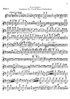 Symphony No.8 in B Minor 'Unfinished' (Flutes Parts), D.759