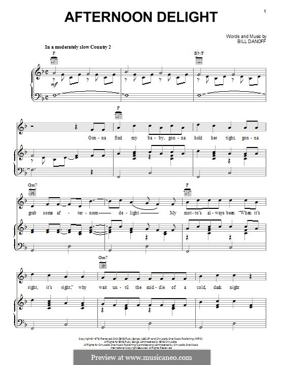 Afternoon Delight (Starland Vocal Band) by B. Danoff on MusicaNeo