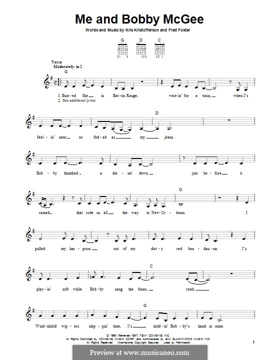 me and bobby mcgee chords easy