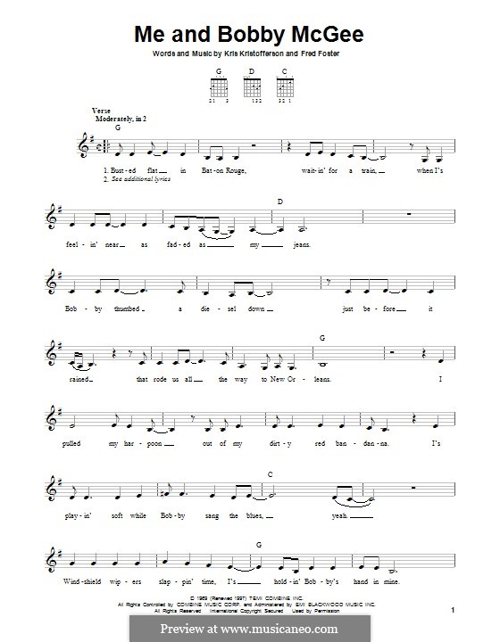 me and bobby mcgee chords me and bobby mcgee chords