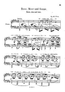 Rose, Meer und Sonne (Rose, Sea and Sun). Arrangement for Piano, Op.37 No.9