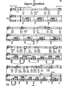 Jägers Abendlied (Huntsman's Evening Song) for Deep Voice and Piano, D.368 Op.3 No.4