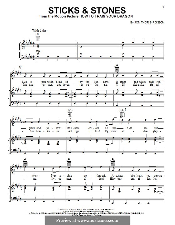 Sticks & Stones (Jonsi) by J.T. Birgisson sheet music on MusicaNeo
