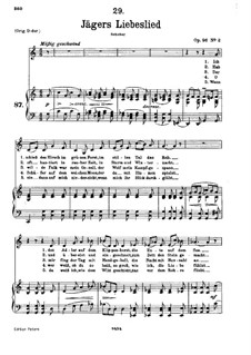Jägers Liebeslied (Huntsman's Love Song) for Deep Voice and Piano, D.909 Op.96 No.2