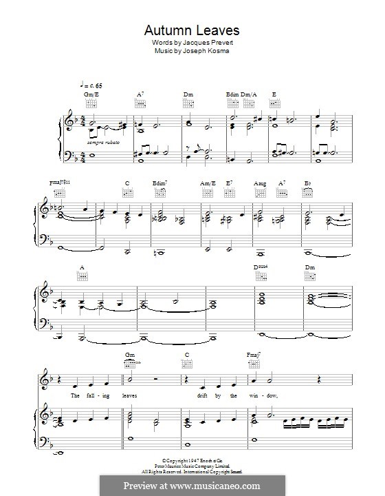 joseph kosma autumn leaves pdf piano
