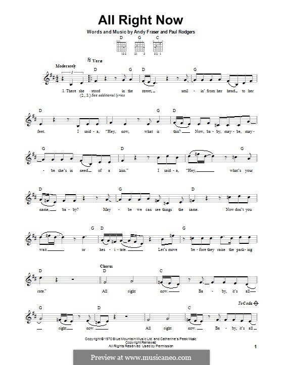 all right now chords all right now chords