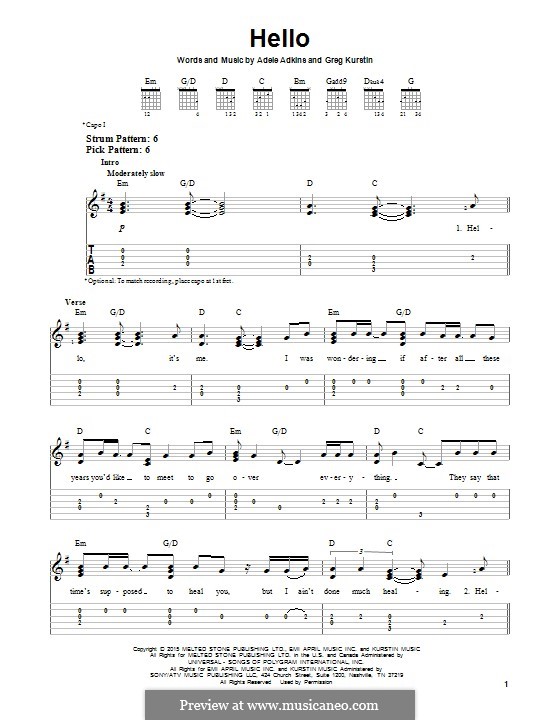 Hello by Adele, G. Kurstin - sheet music on MusicaNeo