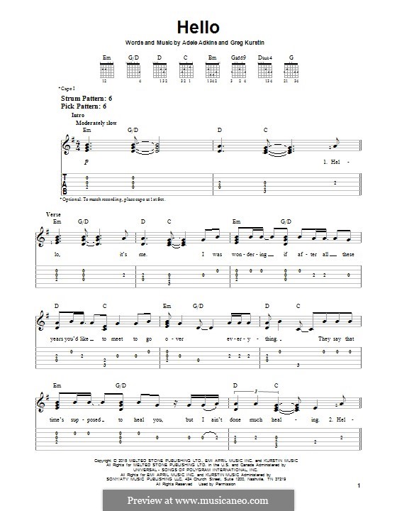 Hello by Adele, G. Kurstin - sheet music on MusicaNeo Hello by Adele, G. Kurstin - sheet music on MusicaNeo