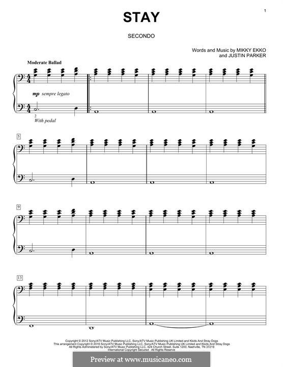 Piano stay rihanna piano chords : Stay (Rihanna) by J. Parker, E. Loelv, M. Ekko - sheet music on ...
