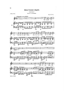 To brune Øjne (Two Brown Eyes) for Low Voice and Piano, Op.5 No.1