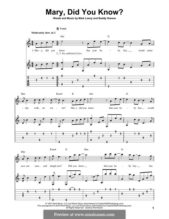 Mary Did You Know by B. Green - sheet music on MusicaNeo