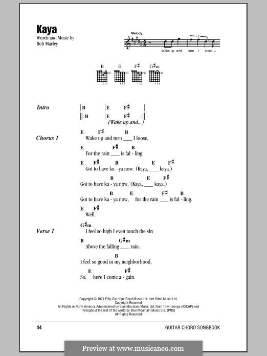 Kaya by B. Marley sheet music on MusicaNeo