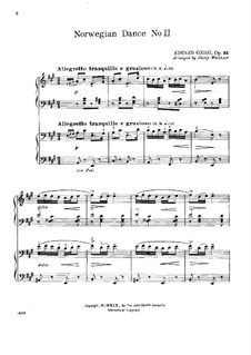 Norwegian Dance No.2 for Piano (Arrangement for Two Pianos Four Hands), Op.35