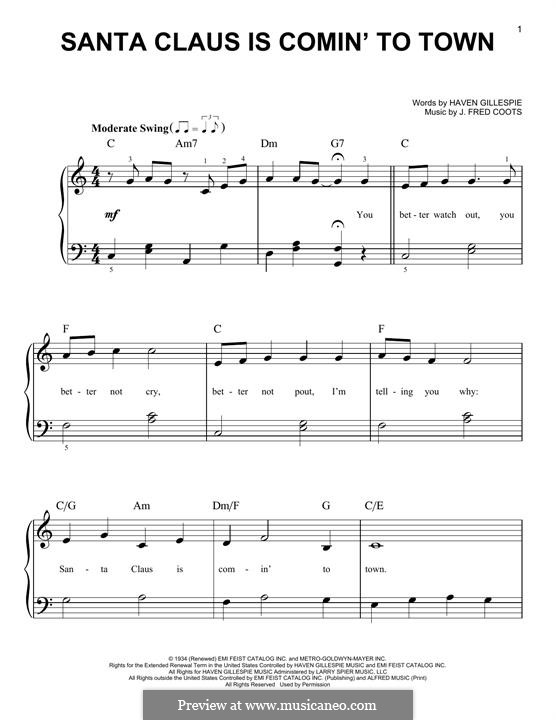 santa claus is coming to town piano sheet music pdf
