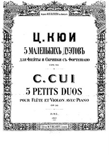 Cinq petits duos pour flûte et violon avec piano, Op.56
