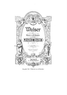 Waltzes No.1, 2, 11, 14, 15: Arrangement for two pianos four hands by Johannes Brahms