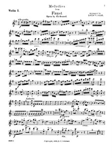 Faust. Melodies (Arrangement for Piano, Flute, Two Violins and Cello) – Violin I