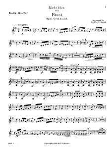 Faust. Melodies (Arrangement for Piano, Flute, Two Violins and Cello) – Violin II
