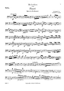 Faust. Melodies (Arrangement for Piano, Flute, Two Violins and Cello) – Cello