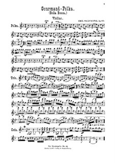 Gourmand-Polka, for Violin, Cello, Flute, Cornet and Piano – Violin Part, Op.163
