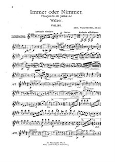 Always or Never, for Violin, Cello, Flute, Cornet and Piano – Violin Part, Op.156