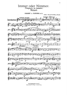 Always or Never, for Violin, Cello, Flute, Cornet and Piano – Cornet Part, Op.156