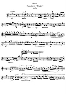 Sonata No.3 in F Major, for Violin and Piano – Violin Part, HWV 370 Op.1 No.12
