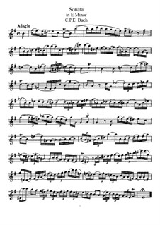 Sonata in E Minor for Flute and Harpsichord – Flute Part, H 551 Wq 124