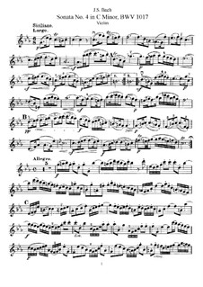 Sonata No.4 for Violin and Harpsichord. Arrangement for Violin and Piano – Violin Part, BWV 1017