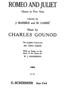 Romeo and Juliet. Arrangement for Soloists, Choir and Piano