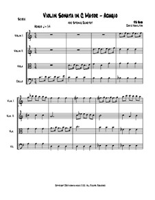 Violin Sonata in C Major. Arranged for String Quartet, BWV 1005