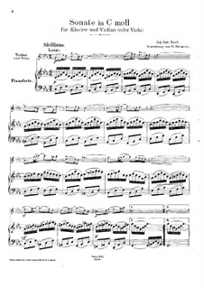 Sonata No.4 for Violin and Harpsichord. Arrangement for Violin (or Viola) and Piano, BWV 1017