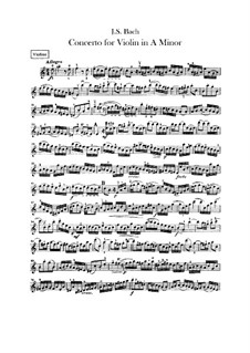 Violin Concerto No.1 A Minor –  Violin Solo Part, BWV 1041