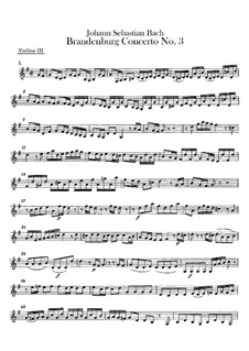 Brandenburg Concerto No.3 in G Major – Violin III Part, BWV 1048