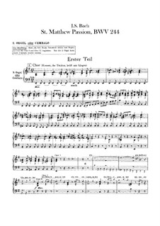 St. Matthew Passion – Orchestra II, Organ II (or Harpsichord) Part, BWV 244