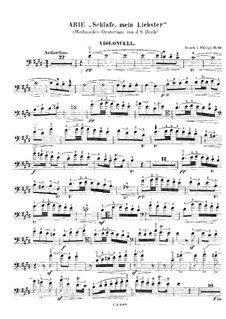 Christmas Oratorio. Air 'Schlafe, mein Liebster', for Cello and Piano – Cello Part, BWV 248