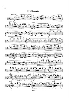 Mazurka No.2 in D Major. Arrangement for Cello and Piano – Cello Part, Op.33
