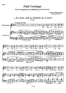 Five Songs, Op.71: Complete set by Johannes Brahms