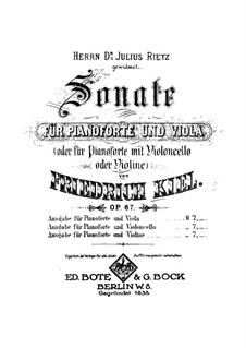 Sonata for Viola and Piano, Op.67: Score by Friedrich Kiel