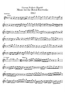 Music for the Royal Fireworks – Oboes I-III Parts, HWV 351