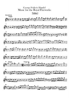 Music for the Royal Fireworks – Violin I Part, HWV 351