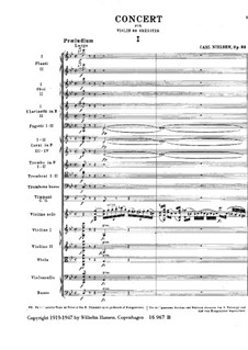 Concerto for Violin and Orchestra in G Major, FS 61 Op.33: Full score by Carl Nielsen
